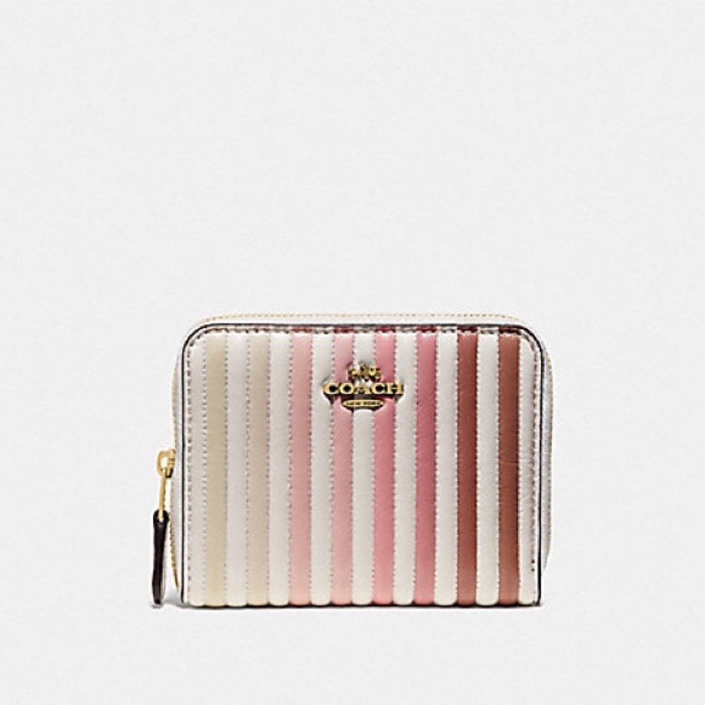 Coach- Quilted leather coin case wallet pink/chalk